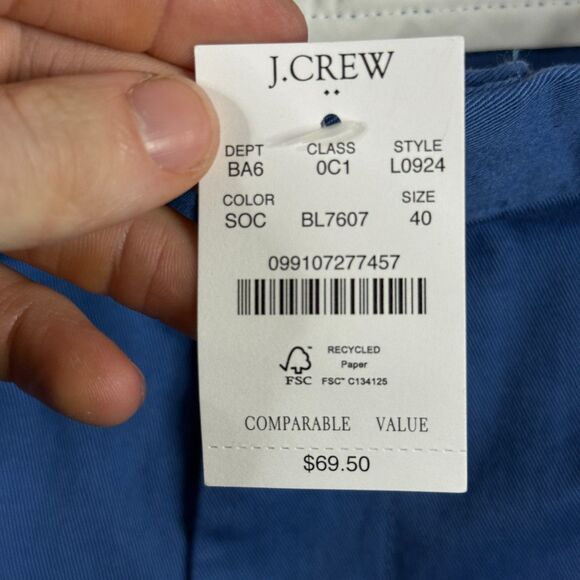 J Crew Shorts Mens 40 Blue Flex 5 Inch Inseam Chino Stretch Preppy Casual NWT - Picture 4 of 14